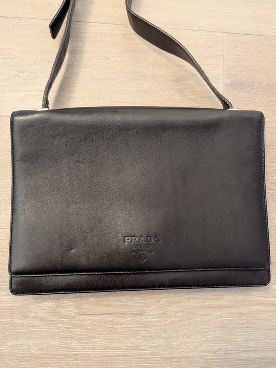 Prada Handbags - Prada 1990's Black Vitello Shoulder Bag